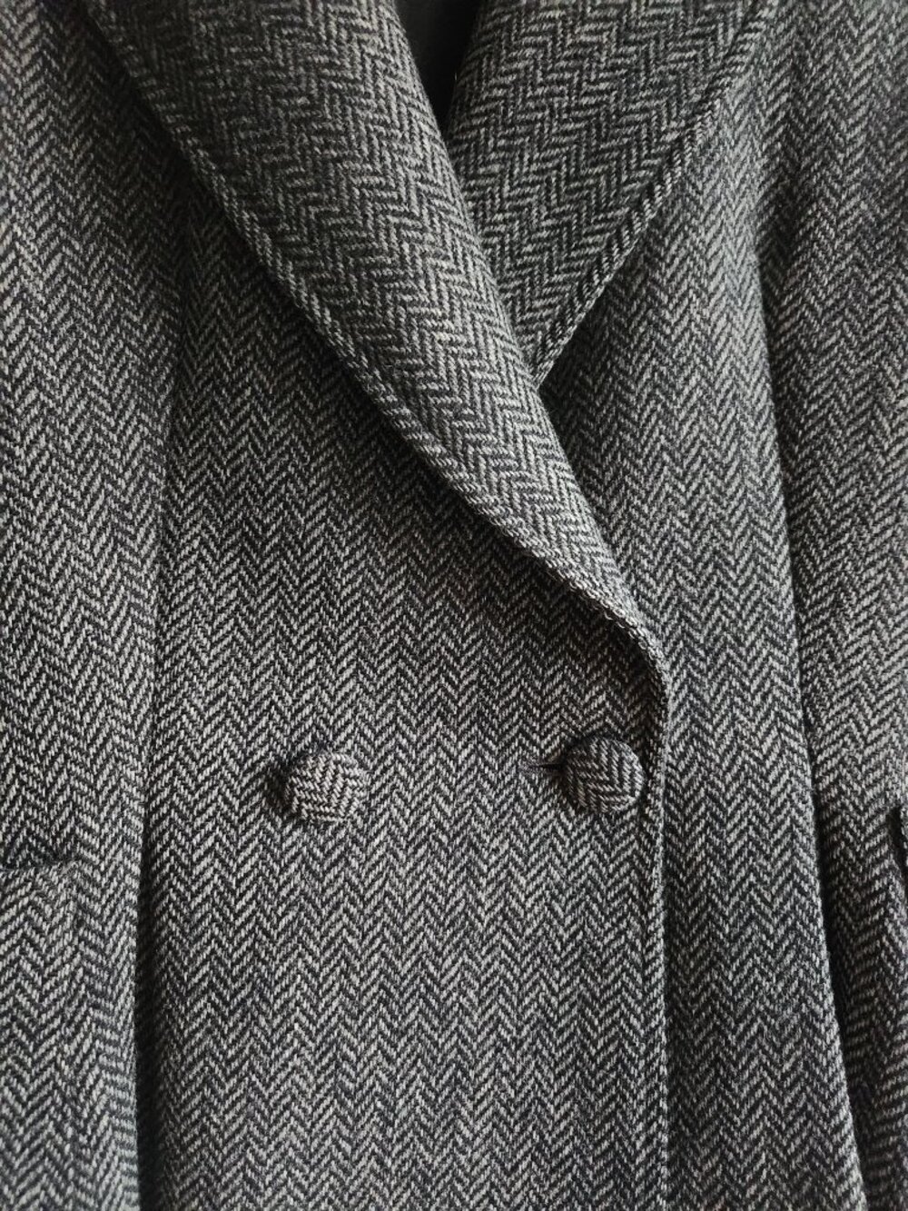 Emmanuelle Khanh Paris Vintage Dark Gray Herringbone Blazer - Sz 10 (approx.) - Picture 6 of 15